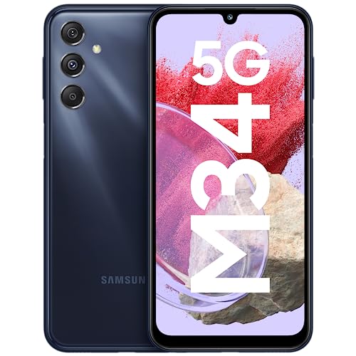 Samsung Galaxy M34 5G (Midnight Blue,8GB,256GB)|120Hz sAMOLED Display|50MP Triple No Shake Cam|6000 mAh Battery|4 Gen OS Upgrade & 5 Year Security Update|12GB RAM with RAM+|Android 13|Without Charger