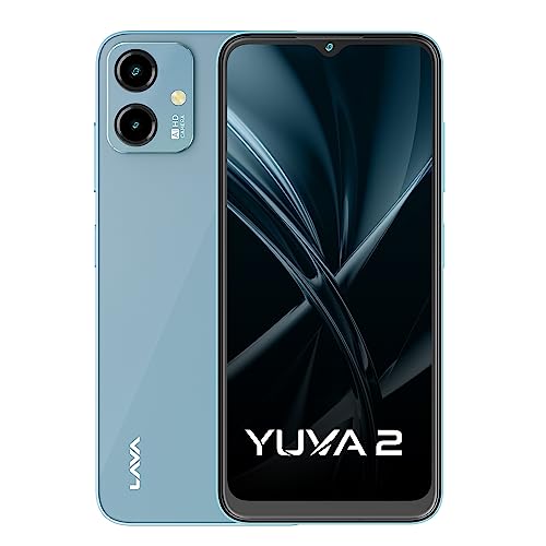 Lava Yuva 2 (3 GB RAM, UFS 2.2 64GB Storage) – Glass Blue|Unisoc T606 Octa Core Processor| 90 Hz Refresh Rate|Side Fingerprint Sensor|13MP Dual AI Camera| 5000 mAh Battery| Upto 6GB Expandable RAM