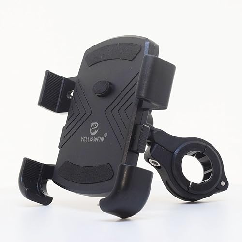 YELLOWFIN Quick Release Jaw Grip Bike | Motorcycle | Cycle | Bicycle Mobile Phone Holder Mount | 360° Rotation | for Maps and GPS Navigation(M16-B1 Bike Handlebar)